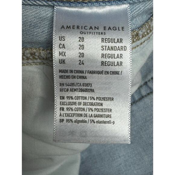 American Eagle Women's Wide Leg Crop Blue Denim Jeans - Size 20 Regular (38x27) - Picture 5 of 5